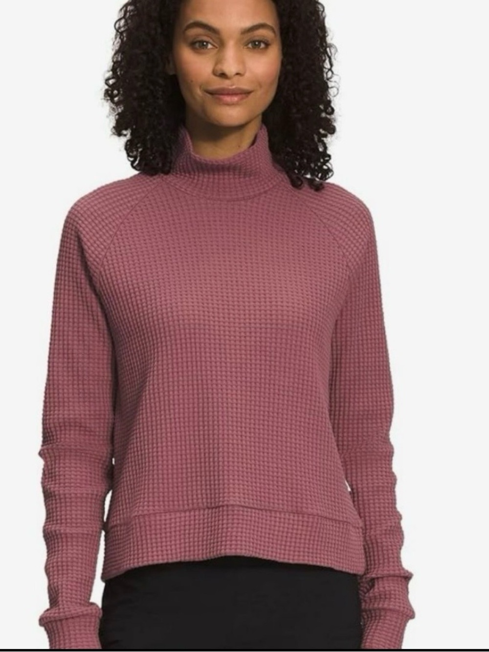 The North Face Women’s Waffle-Knit Mock Neck Sweater - Dusty Rose